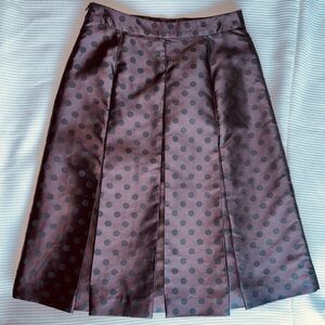 Halogen Chocolate Brown Polka Dot A-Line Pleated Knee-Length Size 4